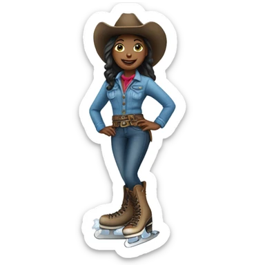 Ice skating cowgirl sticker