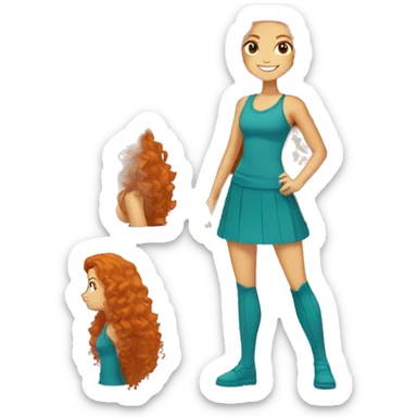 The girl with a long curly ginger hair in totally spies style full body  sticker