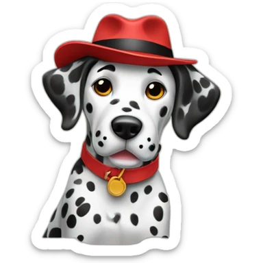 Dalmatian wearing a red fedora sitting athletic sticker