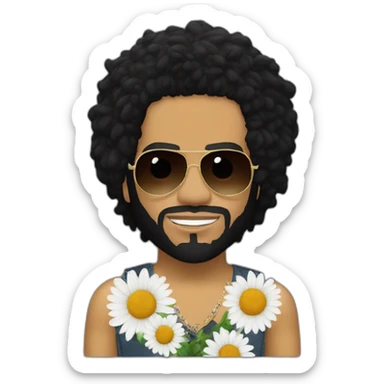 Lenny Kravitz qui ramasse des fleurs sticker