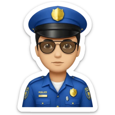 man police with hair style and hats and sun glasses black dress sticker
