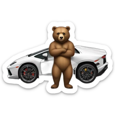 bear leaning on a lambo sticker