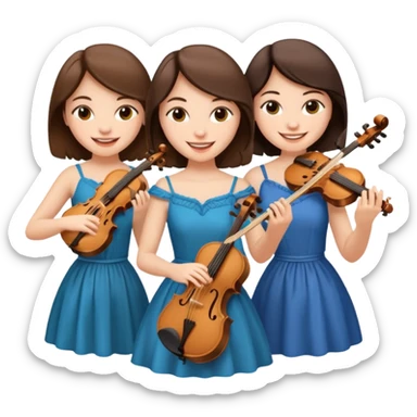 Create an imagine of three brunette women playing string instruments sticker