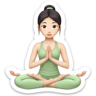 asian yoga girl light green clothes  sticker