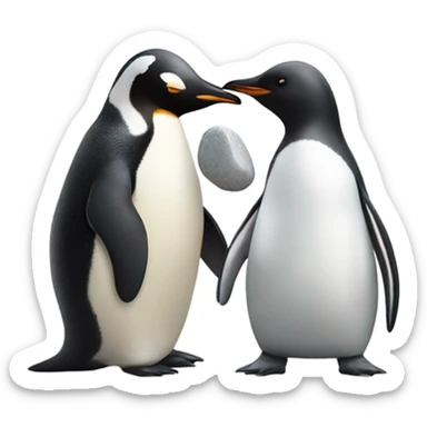 Penguin giving another penguin a pebble sticker