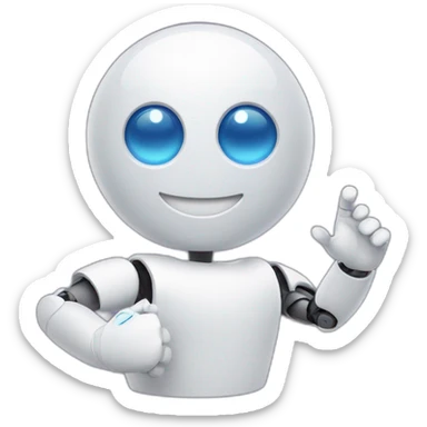 cute chatbot waving his right arm hello sticker
