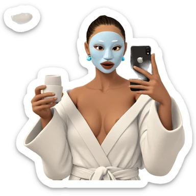 selfie in bathrobe with cup sticker