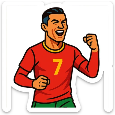 Cristiano Ronaldo, football star, vibrant toon style sticker