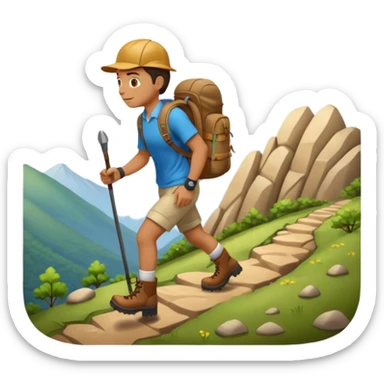 Hiking up a hill sticker