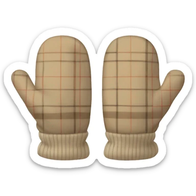 pair of plaid beige winter mits sticker