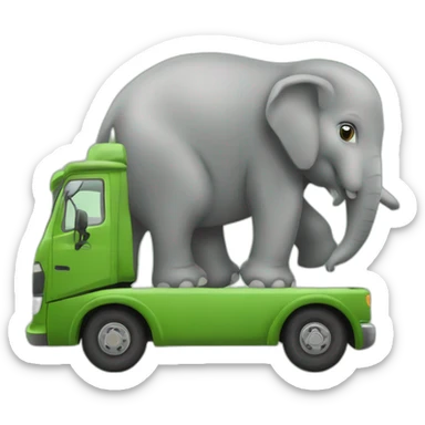 Tortue sur un elephant sur un camion sticker