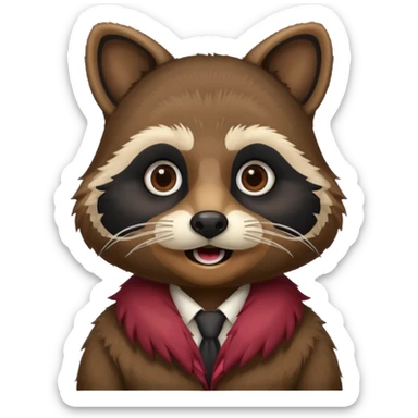 black racoon holding a human mustache sticker