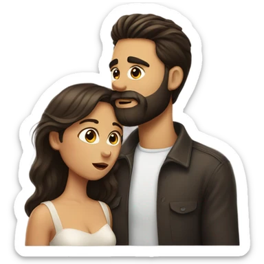 kiss-kiss brunette girl brunette man with beard sticker