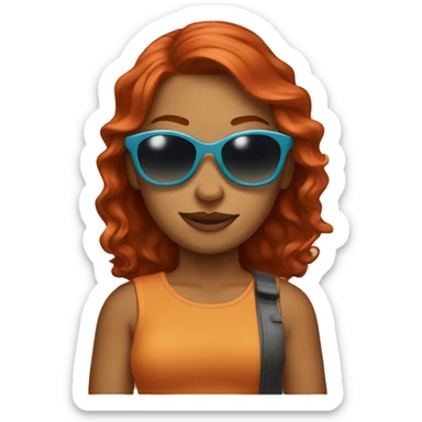 Redhead woman with sunglasses  sticker