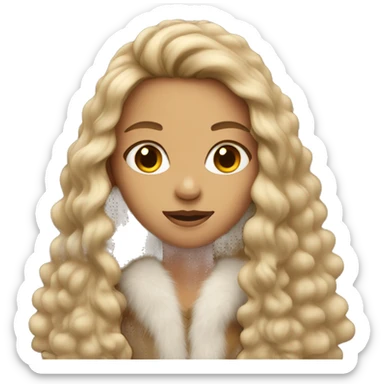 dark blonde girl with long hair in fur sticker