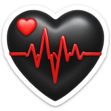 black heart with a heartbeat line sticker
