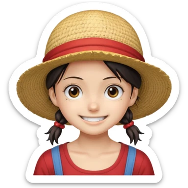 a girl with Luffy hat sticker