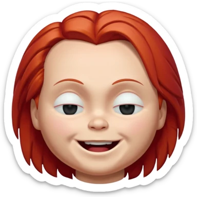 Chucky smiling by with eyes closed sticker