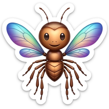 bug with heart-shaped wings and a happy face sticker