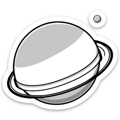 Planet Saturn with rings in monochrome grey colors sticker