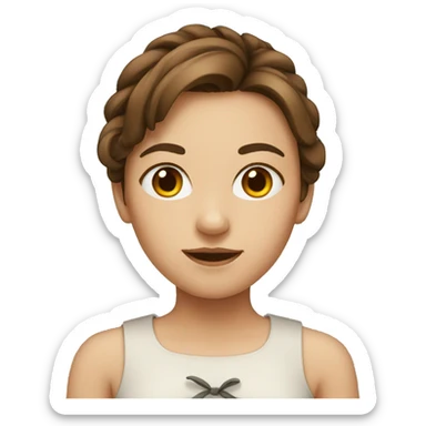 girl with brown hair and tied hair sticker