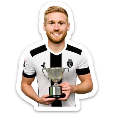 Derby county football club player holding trophy  sticker