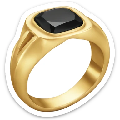 gold ring with black gem sticker