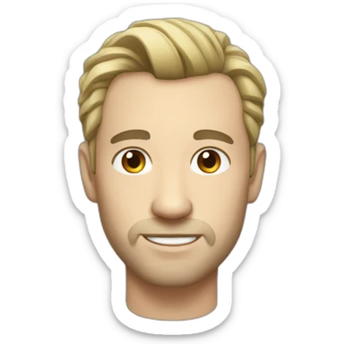 white man with dark hair and pony tail sticker