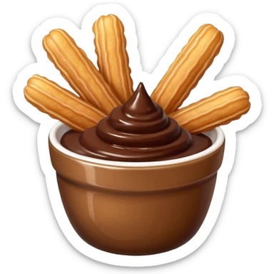 mini churros with chocolate and matching topping in a bowl sticker