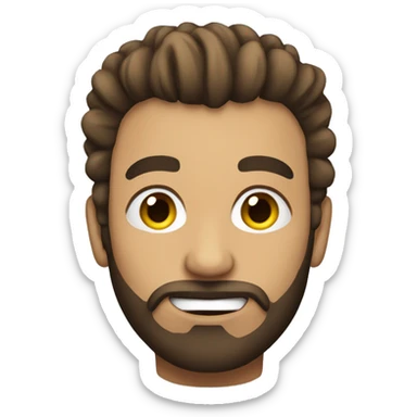 Man with a short brown beard and a Mohawk sticker