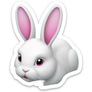 White Bunny with pink ears is in the snow sticker