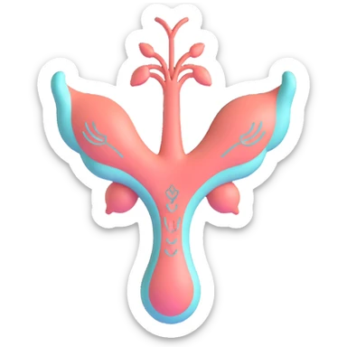 realistic modern 3D icon of PCOS, no background: stylized uterus with polycystic ovary symbols, 3D effect, clean lines, delicate colors, aspect ratio 2:3 sticker