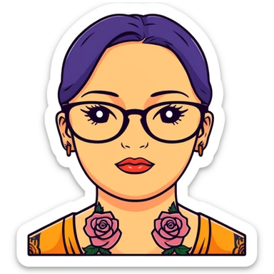 woman face with tattoos wearing glasses sticker