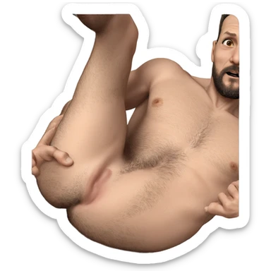 realistic nude man with beard sticker