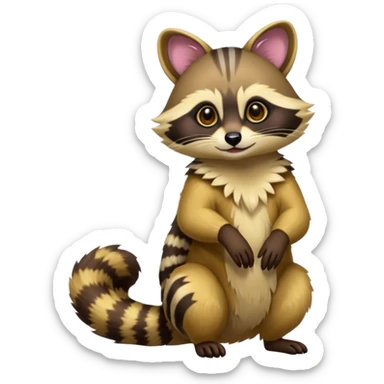 Colorful neon-colored exotic shiny beautiful fantasy-Cacomistle-tanuki-genet-oncilla-animal-hybrid (full body) sticker