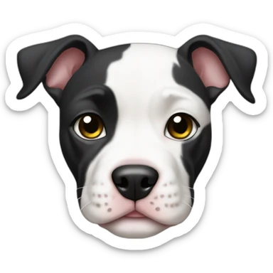 black and white pitbull puppy sticker
