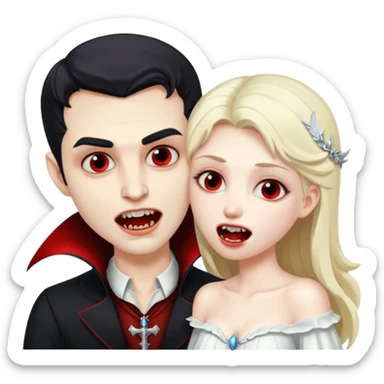 Vampire man biting angel woman on her neck sticker