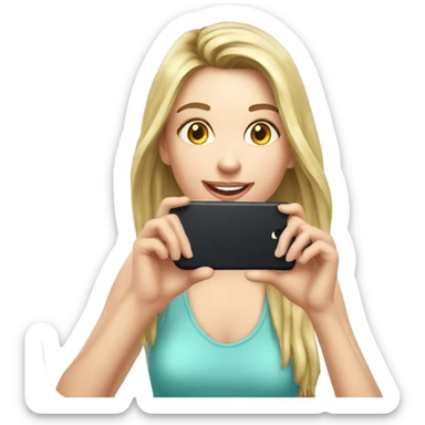 casual girl momento mirror with phone 16 sticker