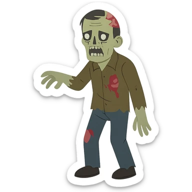 flat toon style zombie inspired by The Walking Dead sticker