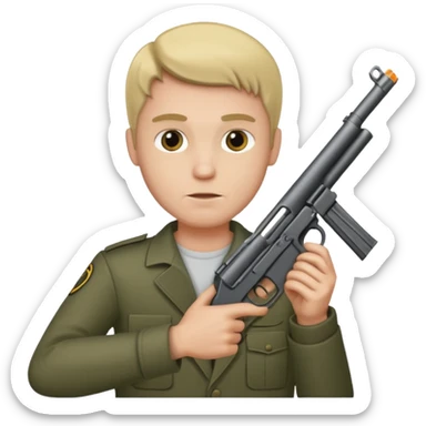 Man holding a 50 cal pistol sticker