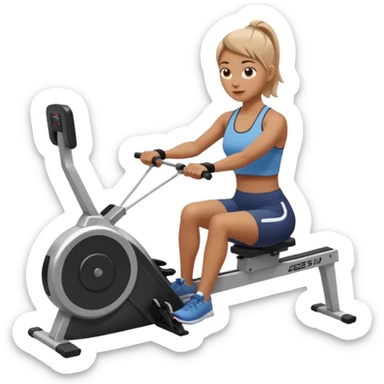 women  workout on erg machine rowing 
 sticker