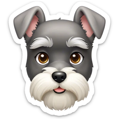 Cinematic Noble Miniature Schnauzer Portrait Emoji, Standing with a proud and stately demeanor, showcasing a sharply defined, salt-and-pepper fur with distinguished eyebrows and a confident, alert expression, simplified yet exquisitely detailed, glowing with a refined, dignified radiance, high shine, exuding intelligence and classic noble charm, soft glowing outline, capturing the essence of a noble Miniature Schnauzer that commands attention with effortless style! sticker