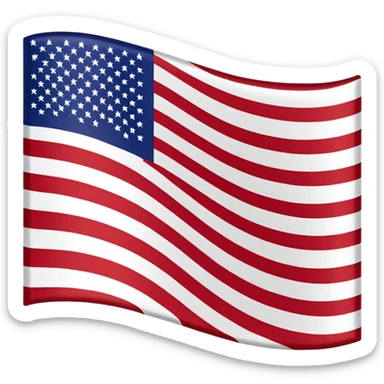 United States flag with ultra-simple design, basic red and white stripes, blue rectangle in top left, no stars, no text sticker
