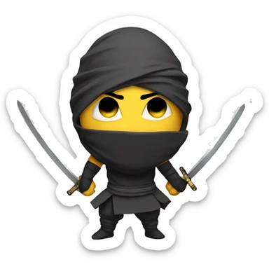 shredded white ninja with swords behind his head sticker