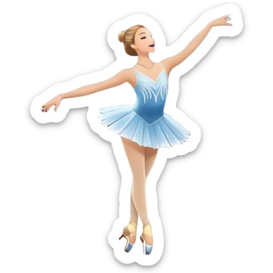An icon featuring a grand arena Madison Square Garden, filled with spectators with graceful figure skater performing a flawless routine on an ice rink. Snowflakes and spotlights add to the elegance and beauty of the performance. Transparent background. sticker