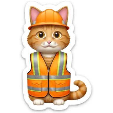 tabby cat in hi-vis clothing sticker