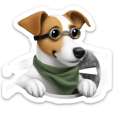 Jack Russel Terrier flying a plane sticker