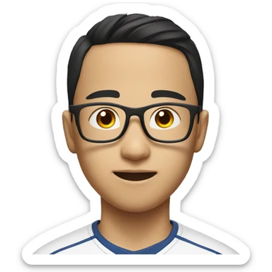 asian athlete boy with glasses sticker