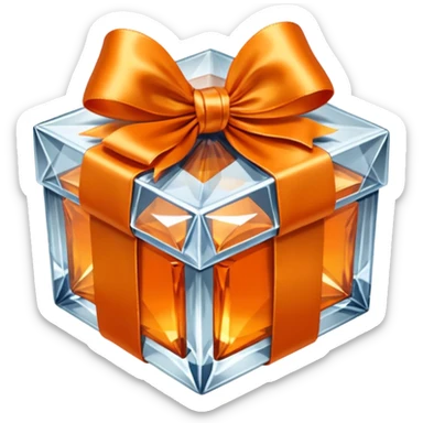 crystal gift box with orange ribbon sticker