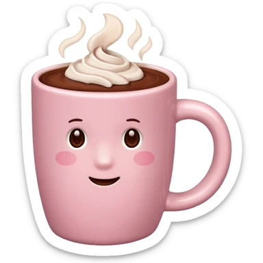Light pink cup with hot chocolate in it sticker